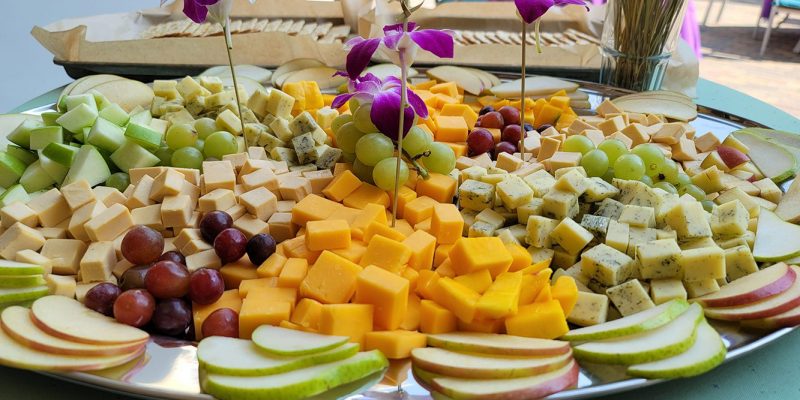 Fruit and cheese tray at senior living facility
